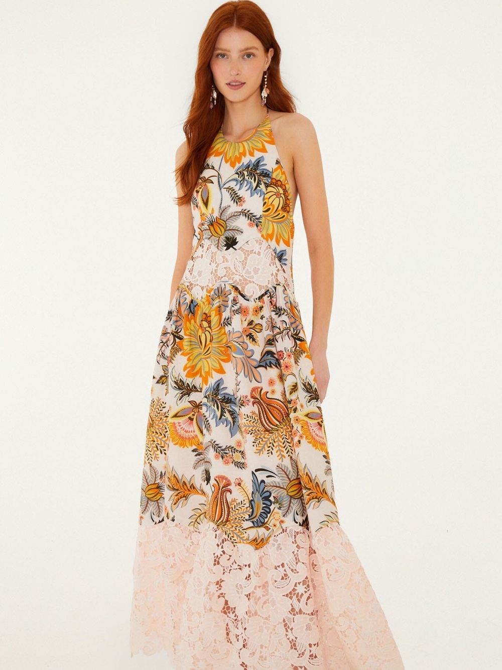 FARM Rio Ligia Floral Light Pink Lace Maxi Dress NWT - Size S/M/L - Picture 13 of 14